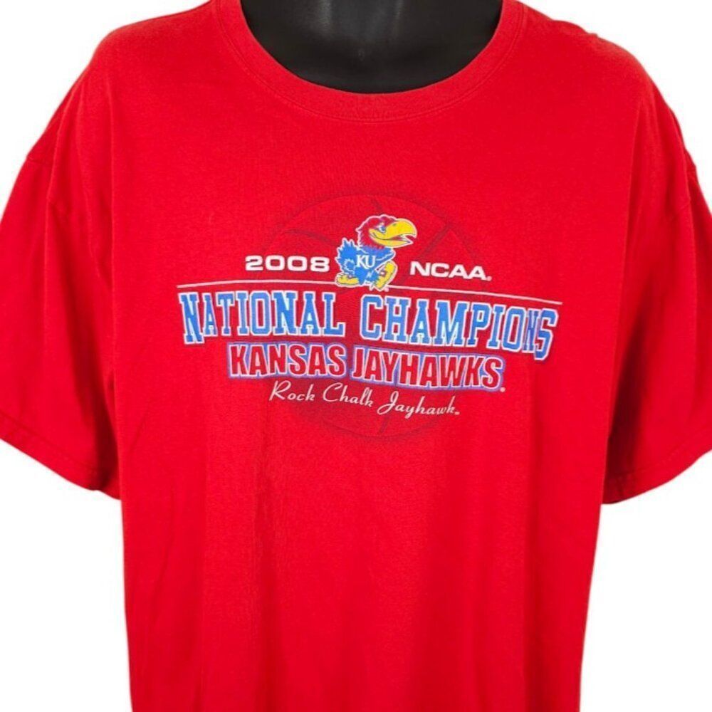 Kansas Jayhawks T Shirt Mens Size XL Red 2008 Champions NCAA University